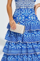 Kaeifa Ivory Pleated Satin Gold Flower Clasp Hard Case Evening Clutch