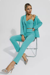 Kaeifa Mint Green Sweetheart Crop Top Slim Pants Co-ord Set