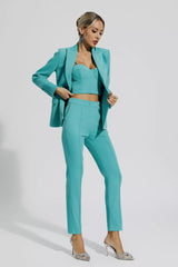 Kaeifa Mint Green Sweetheart Crop Top Slim Pants Co-ord Set