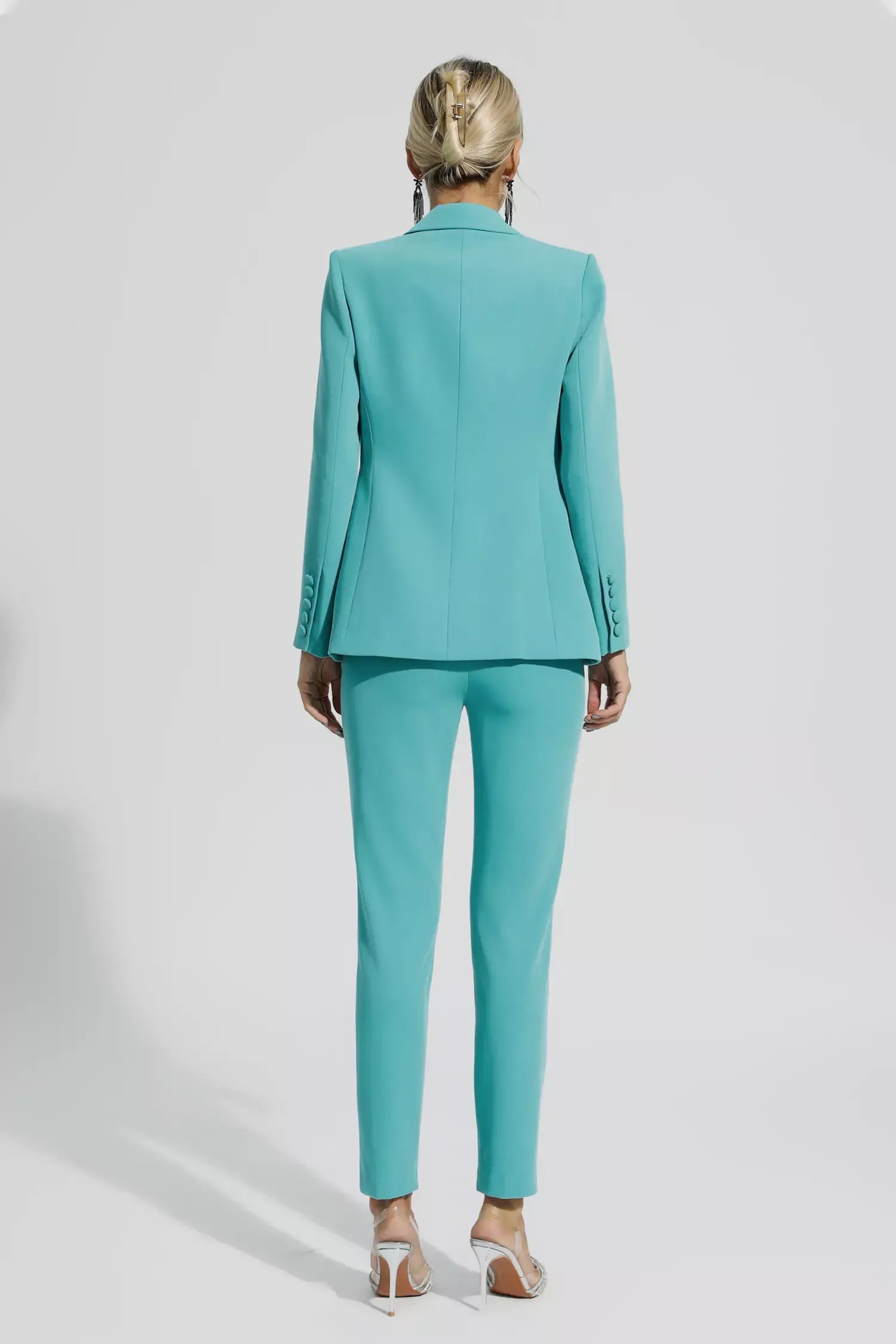 Kaeifa Mint Green Sweetheart Crop Top Slim Pants Co-ord Set